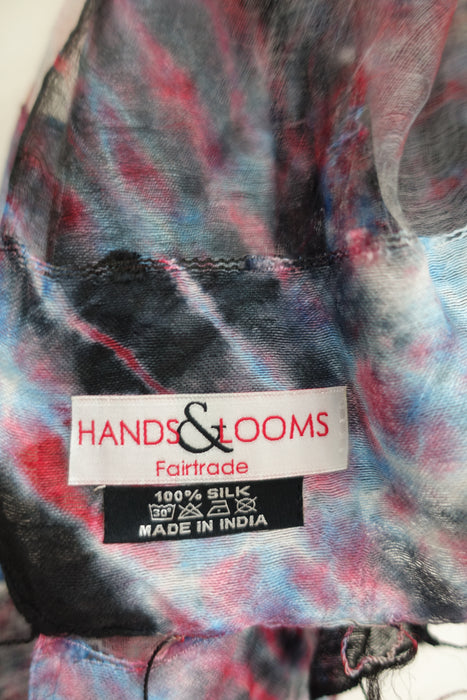 Black Silk Handloom Tie Dye Scarf- New