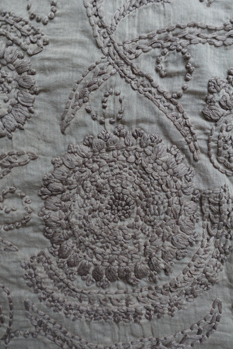 Beige Pure Cotton Hand Embroidered Scarf - New