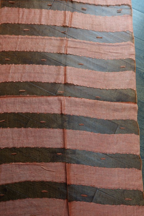 Rusty Orange Pure Silk And Organza Scarf - New