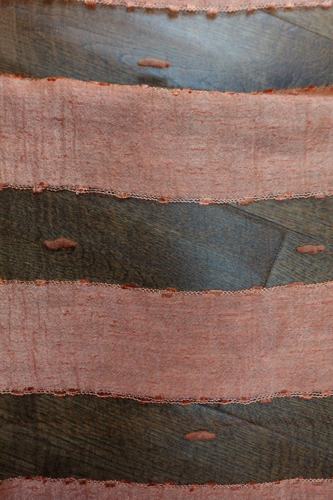 Rusty Orange Pure Silk And Organza Scarf - New