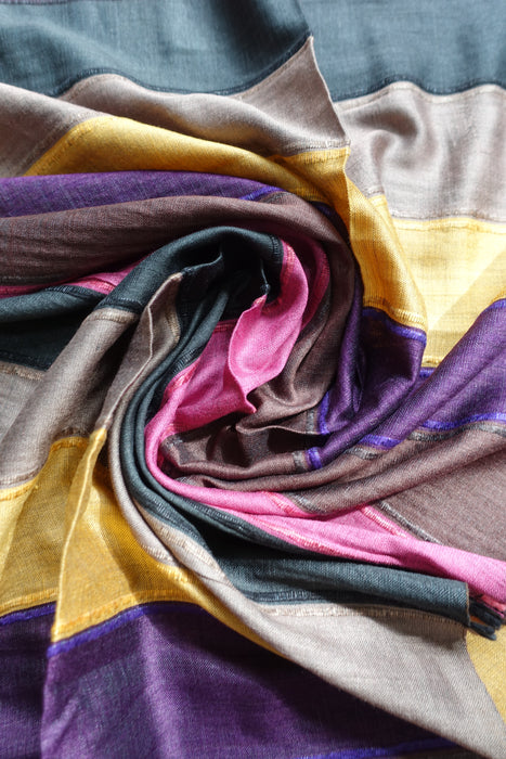 Raspberry Purple And Ochre Scarf - New