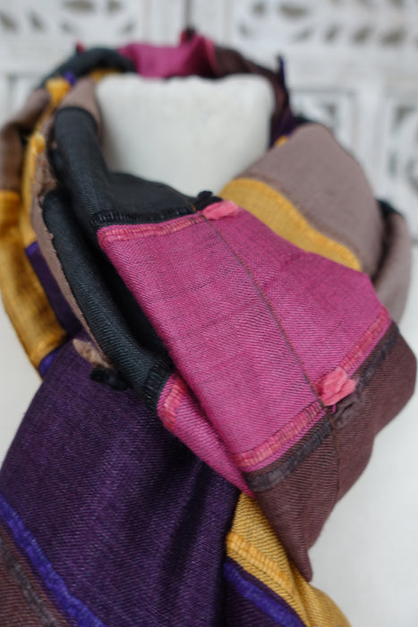 Raspberry Purple And Ochre Scarf - New