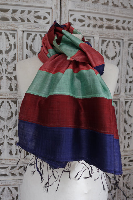 Mint Dark Red Purple Scarf - New