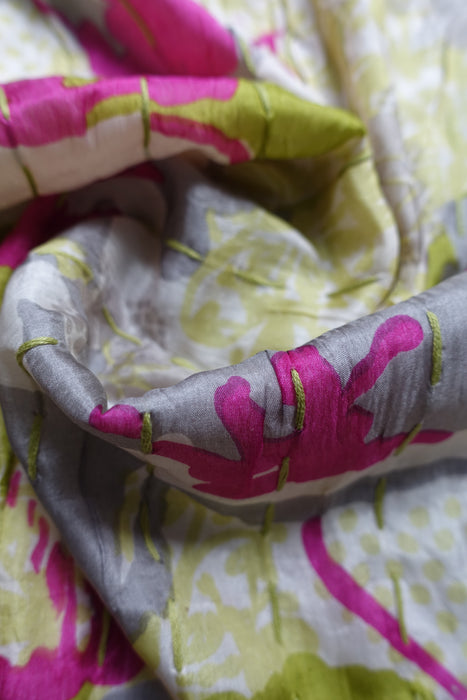 Light Green Pure Silk Hand Embroidered Scarf - New