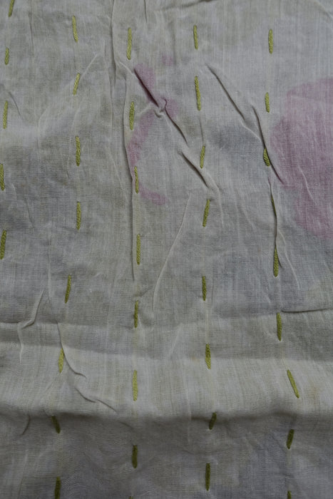 Light Green Pure Silk Hand Embroidered Scarf - New