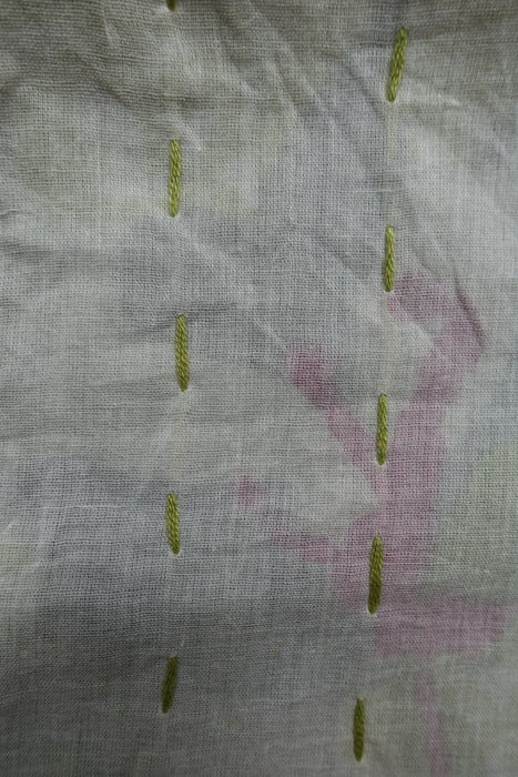 Light Green Pure Silk Hand Embroidered Scarf - New