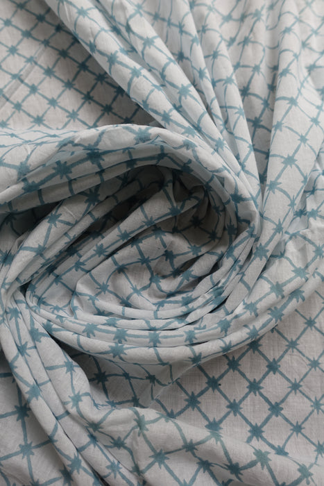 White And Light Blue Pure Cotton Scarf - New