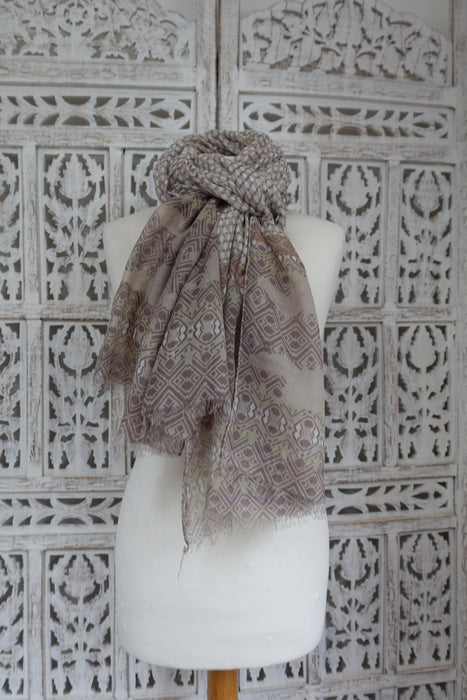 Beige And White Cotton Scarf - New