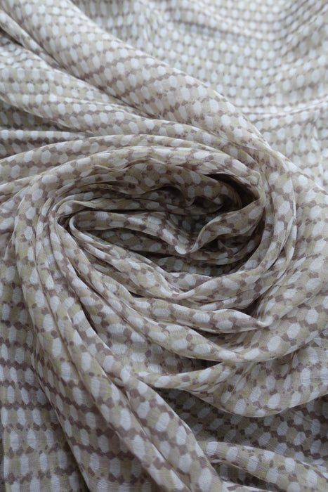 Beige And White Cotton Scarf - New