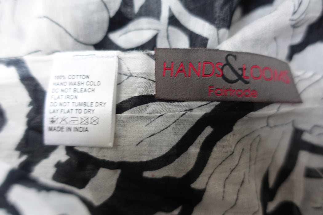 Black 4 Way Printed Cotton Large Scarf - New