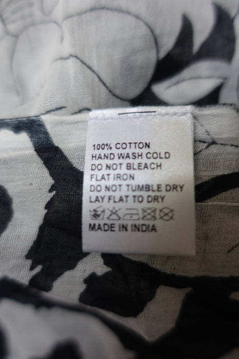 Black 4 Way Printed Cotton Large Scarf - New