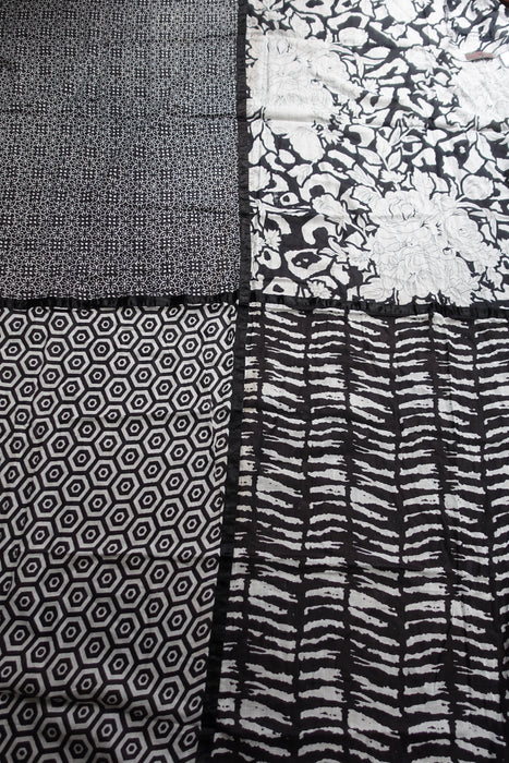 Black 4 Way Printed Cotton Large Scarf - New