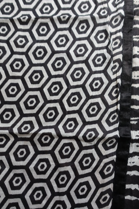 Black 4 Way Printed Cotton Large Scarf - New