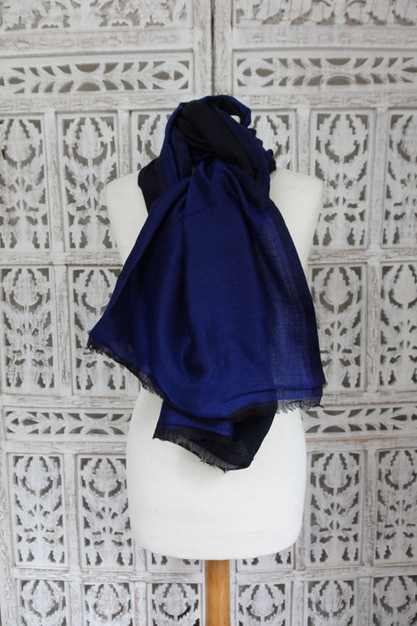 2 Tone Black And Blue Really Soft Scarf - New