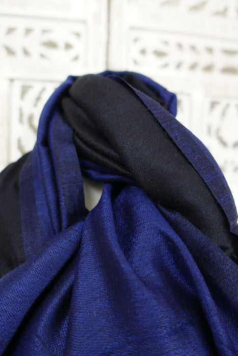 2 Tone Black And Blue Really Soft Scarf - New