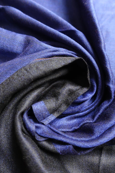 2 Tone Black And Blue Really Soft Scarf - New