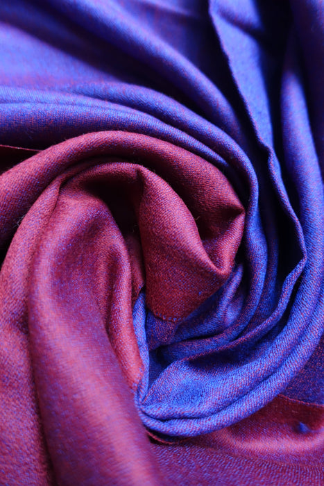Red And Purple 2 Tone Pure Silk Scarf - New