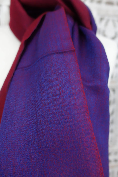 Red And Purple 2 Tone Pure Silk Scarf - New