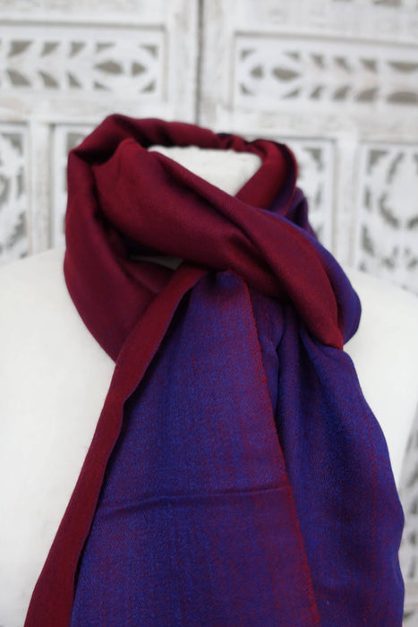 Red And Purple 2 Tone Pure Silk Scarf - New