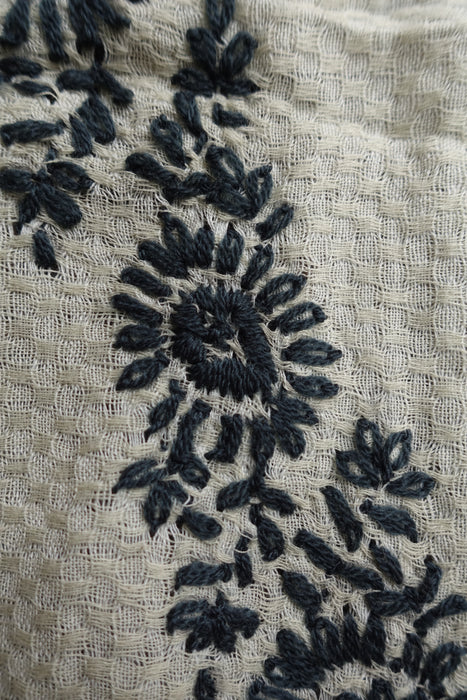 Light Wheat Cotton Embroidered Scarf - New