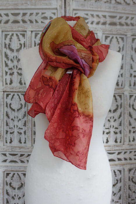 Caramel And Rust Silk Scarf - New