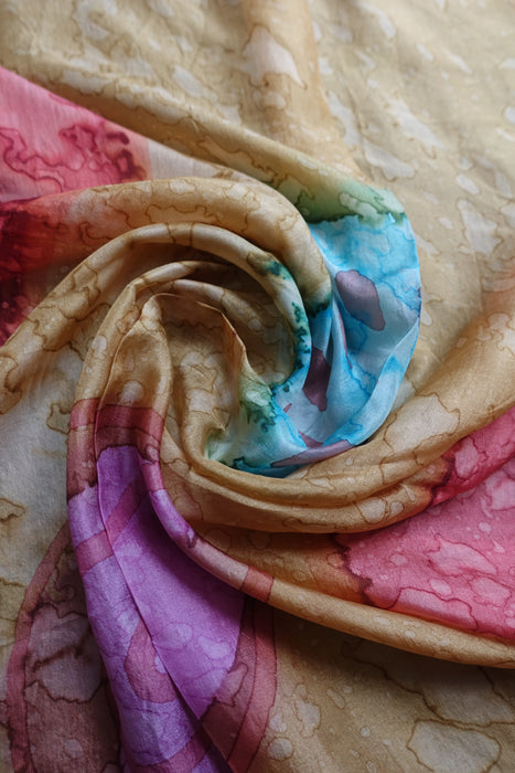 Caramel And Rust Silk Scarf - New