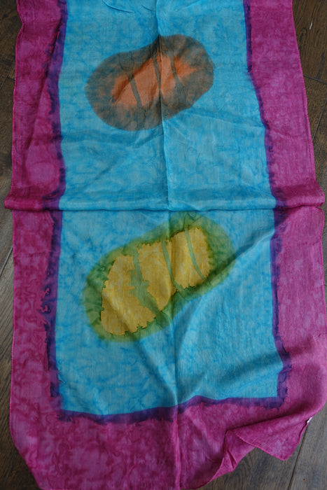 Pink And Blue Silk Scarf - New