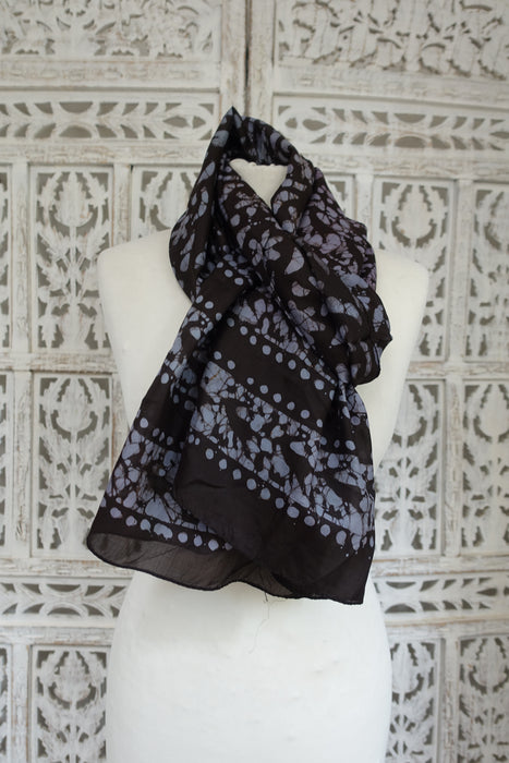 Black And Grey Silk Scarf - New
