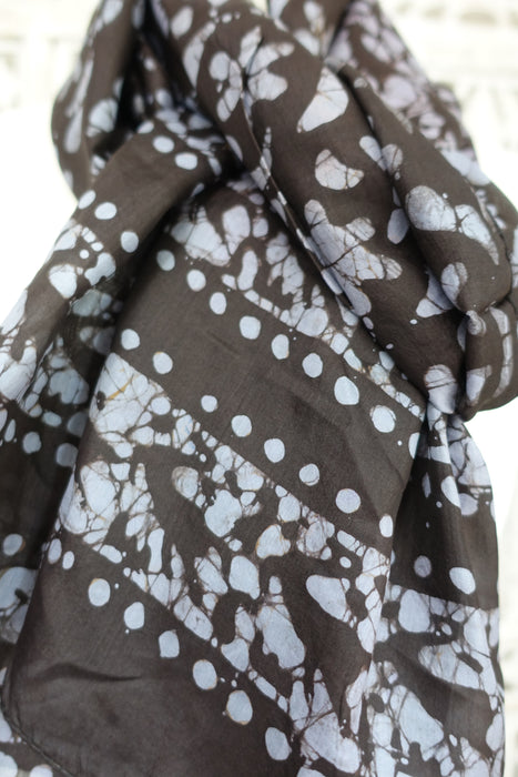 Black And Grey Silk Scarf - New