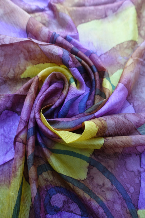 Brown And Purple Silk Scarf - New