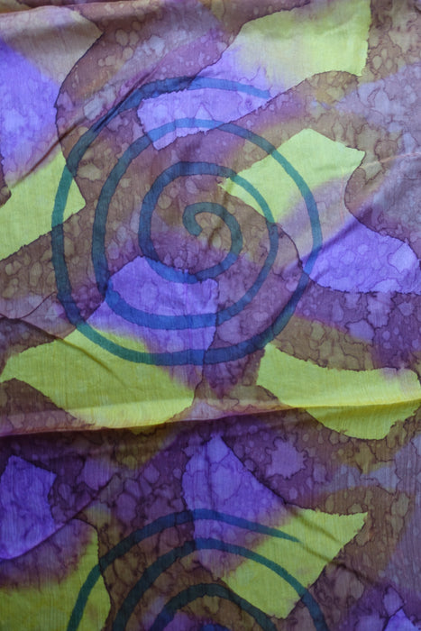 Brown And Purple Silk Scarf - New