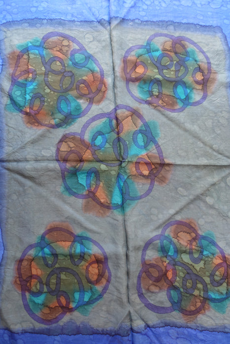 Blue And Grey Silk Scarf - New