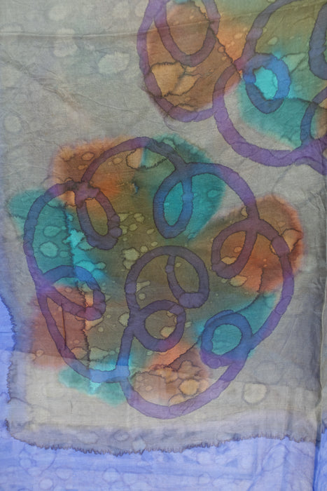 Blue And Grey Silk Scarf - New