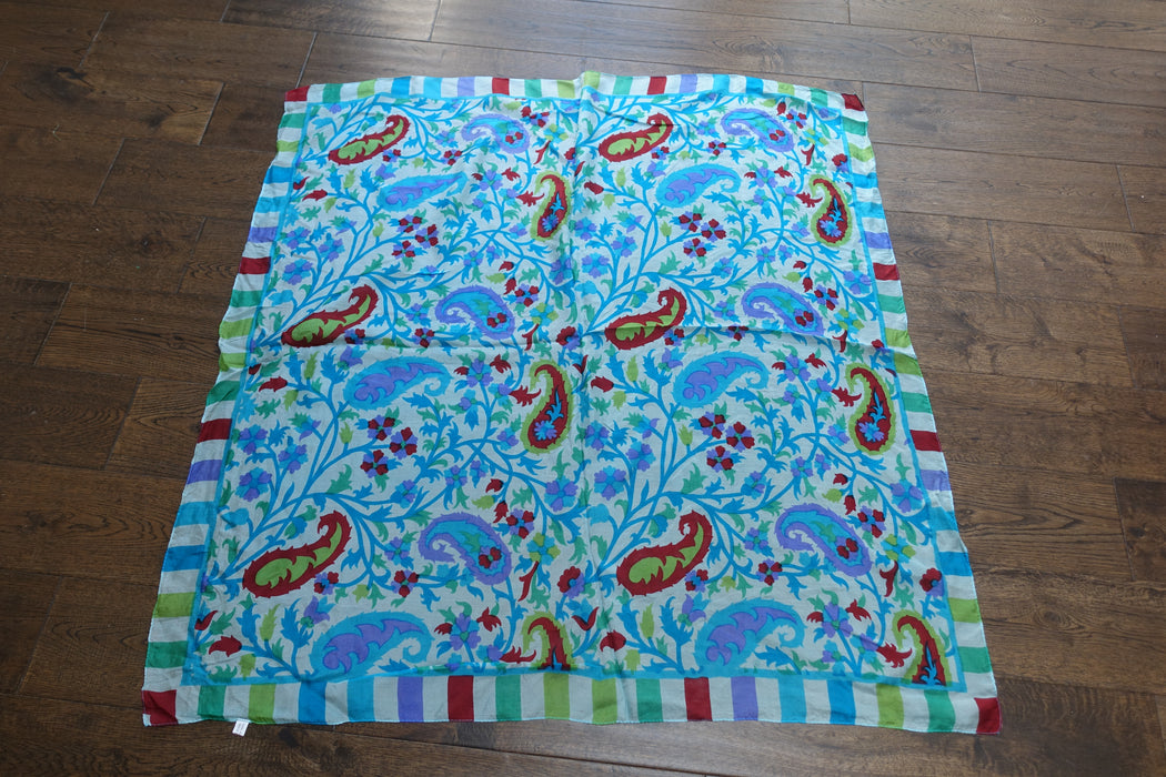 Blue Printed Silk Scarf - New