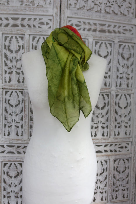 Green And Pink Silk Scarf - New