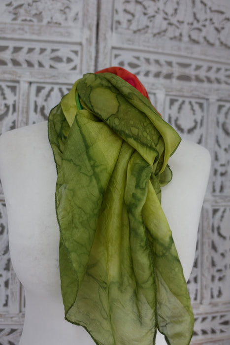 Green And Pink Silk Scarf - New
