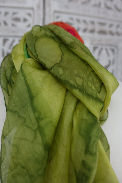 Green And Pink Silk Scarf - New