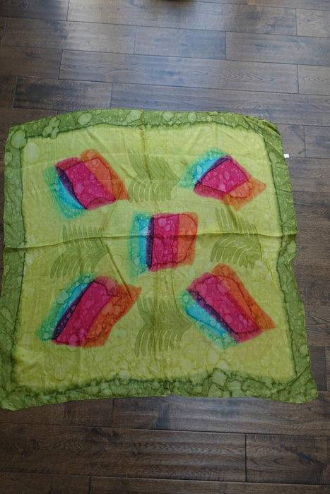 Green And Pink Silk Scarf - New