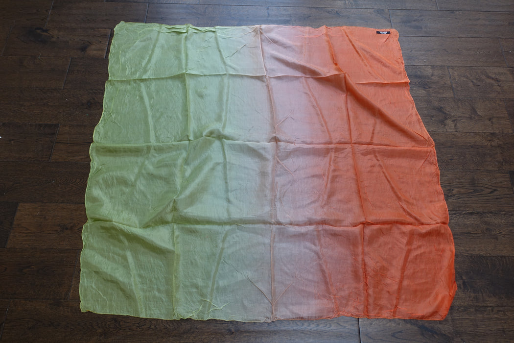 Green And Coral Silk Scarf - New