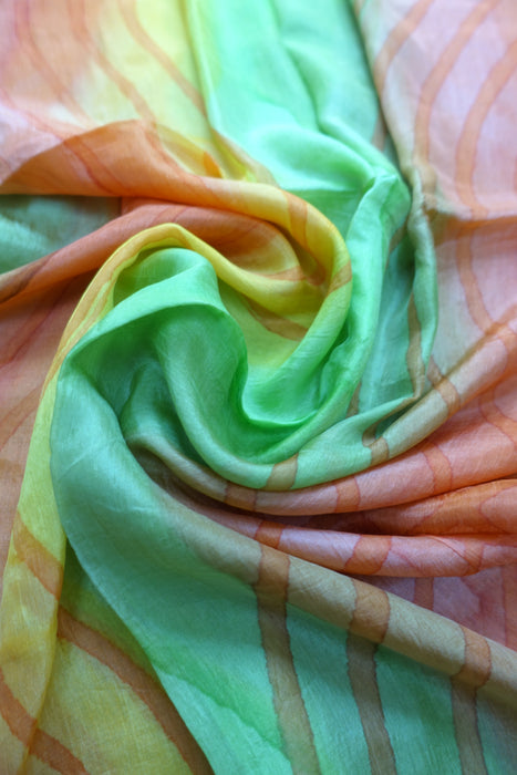 Orange And Lime Silk Scarf - New