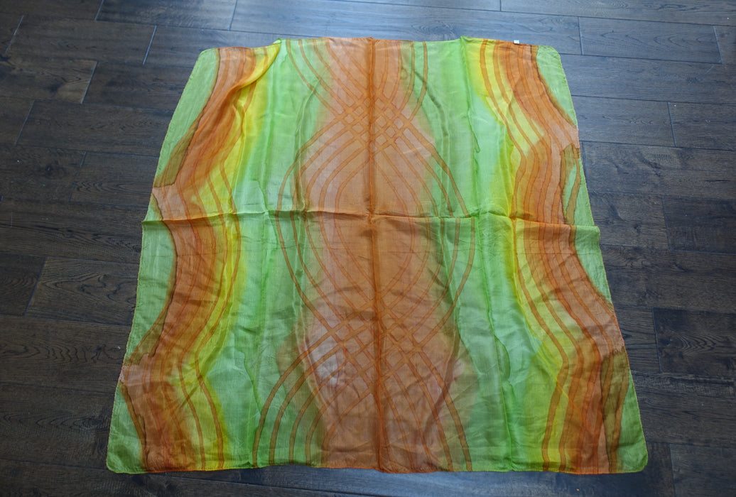 Orange And Lime Silk Scarf - New