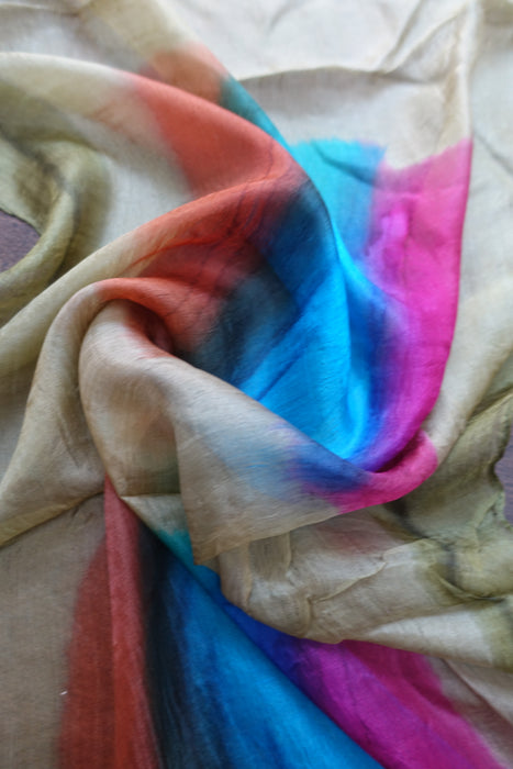 Olive And Khaki Green Silk Scarf - New