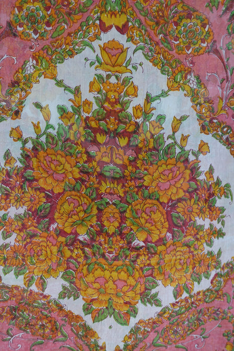 Plum And Pink Retro Print Silk Scarf New