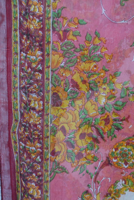 Plum And Pink Retro Print Silk Scarf New