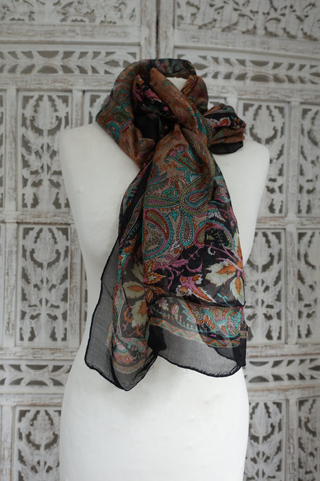 Black Silk Scarf - New