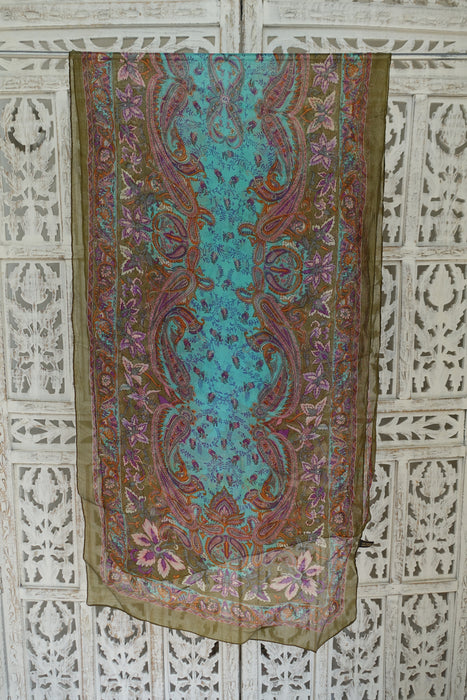 Olive Green Silk Scarf - New