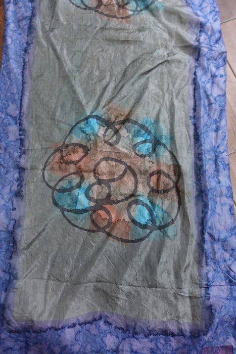 Grey And Blue Silk Scarf - New