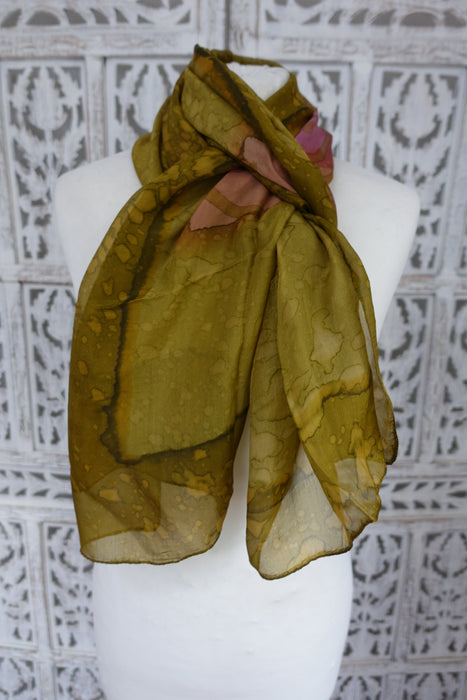 Olive Green Silk Scarf - New