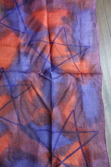 Orange, Purple, Brown Silk Scarf - New