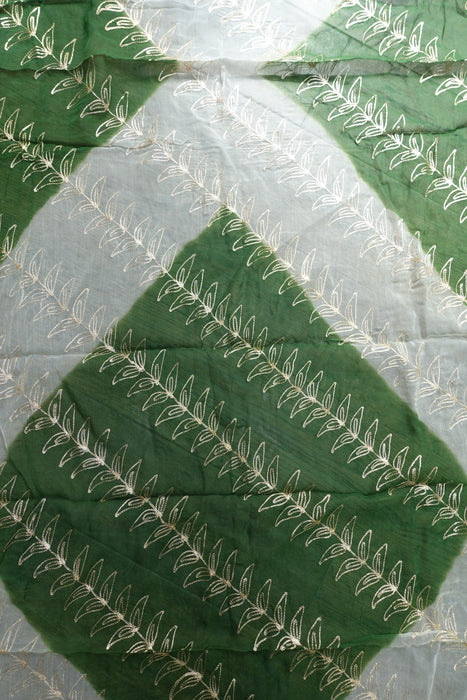 Green And Cream Vintage Chiffon Dupatta - New